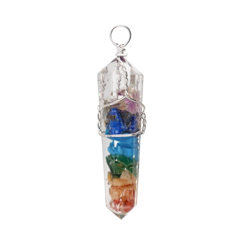 Collana Chakras con Resina Biterminado in Bagno d'Argento