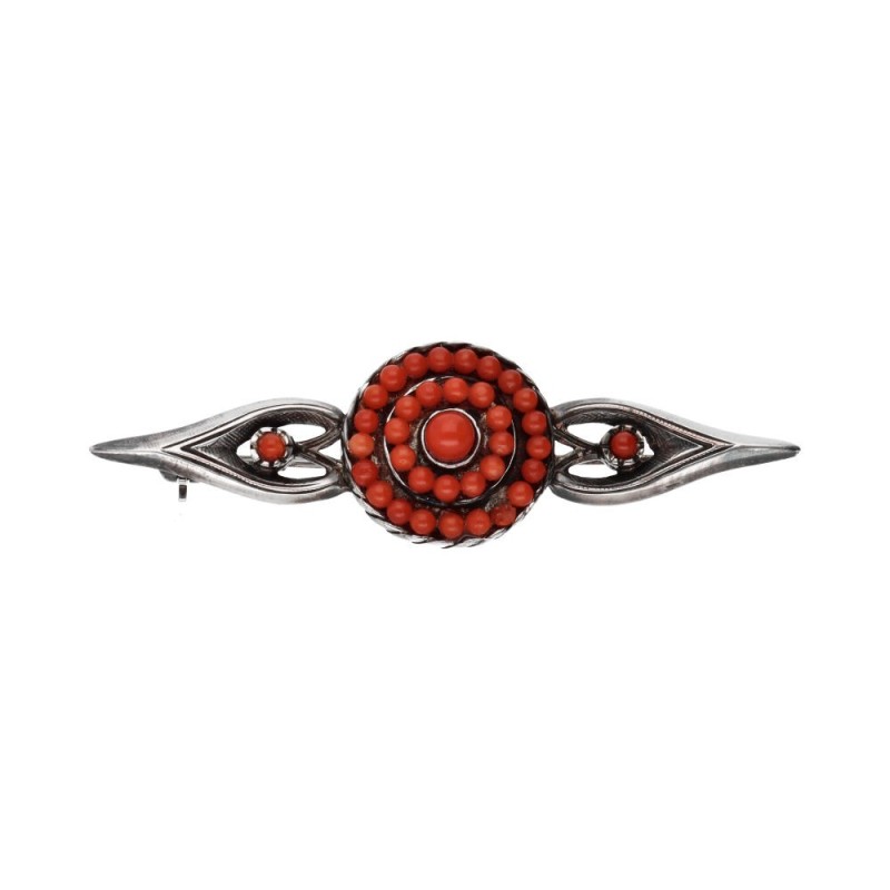 Spilla in Corallo in Argento Sterling 925