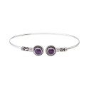 Bracelet fin plaqué argent avec minéraux -97-