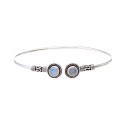 Thin Silver Plated Bracelet with Mineral -97-
