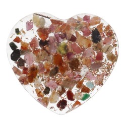 Cuore di Resina con Turmalina Multicolore 3x3cm