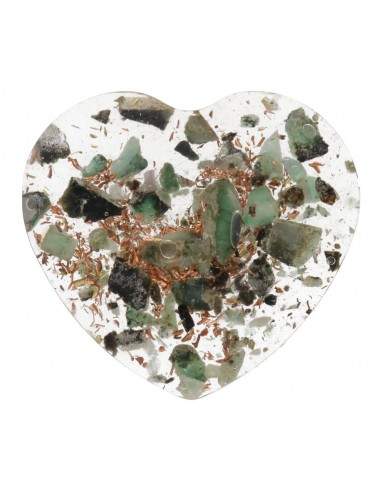Cuore di resina con smeraldo 3x3cm...