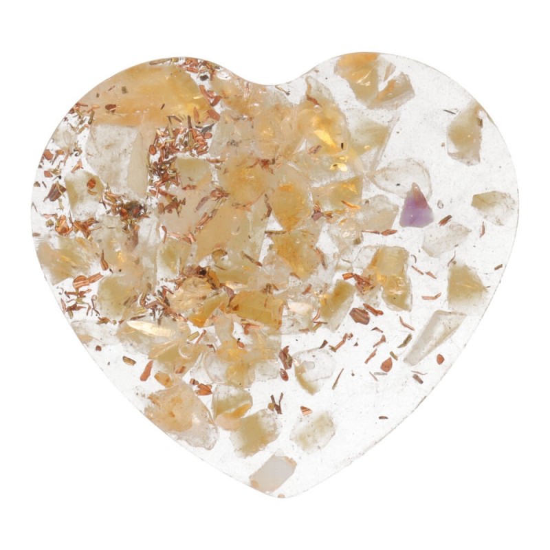 Cuore di Resina con Citrino Riscaldato 3x3cm