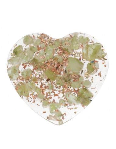 Cuore in resina con peridoto 3x3cm...
