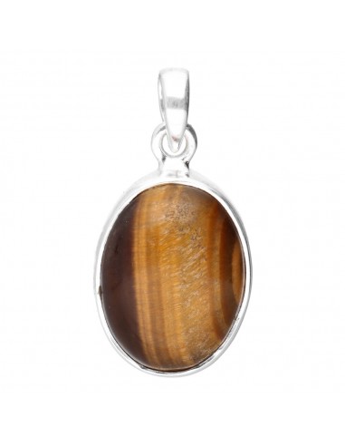 Medium Oval Tiger Eye Pendant in 925...