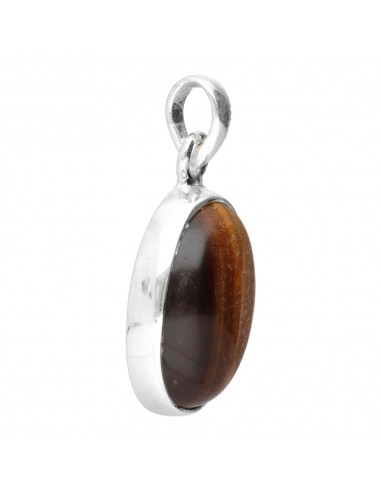 Medium Oval Tiger Eye Pendant in 925...