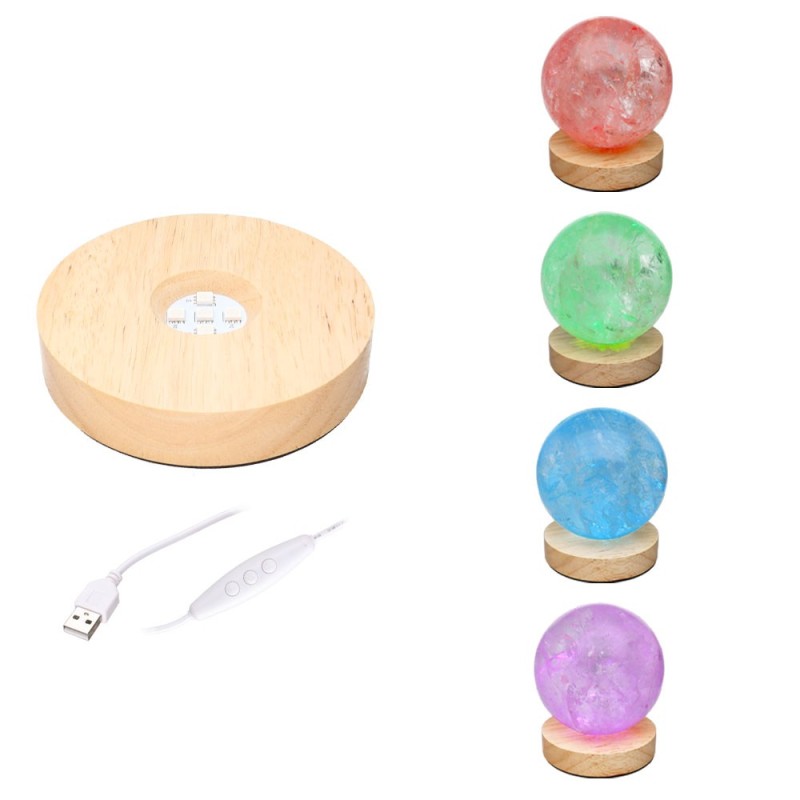 Base in Legno con Luce LED USB