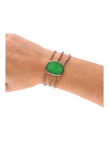 Pulseira de Uvarovite em Prata de Lei...