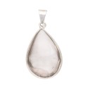 Pendentif goutte en quartz fumé plaqué argent
