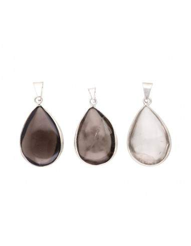 Silver Plated Smoky Quartz Drop Pendant