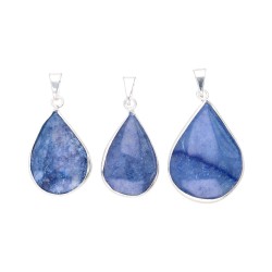 Pendente Goccia di Quarzo Blu in Bagno d'Argento