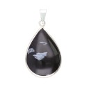 Pendentif en obsidienne flocon de neige plaqué argent