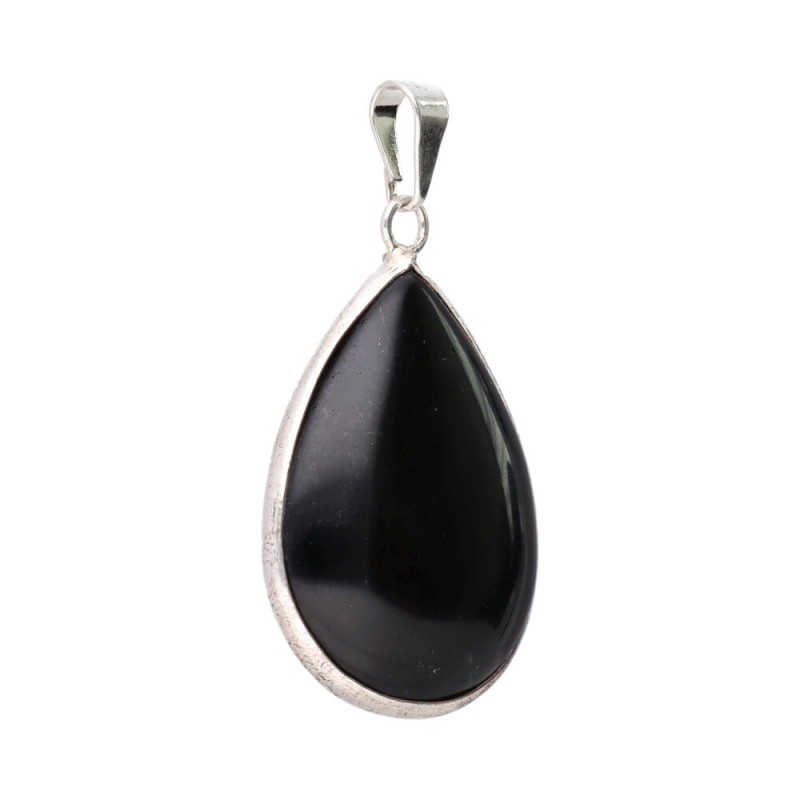 Pendente Goccia di Obsidiana in Bagno d'Argento