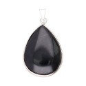 Pendentif goutte d'obsidienne plaqué argent