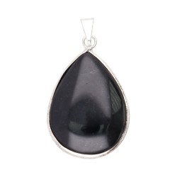 Pendente Goccia di Obsidiana in Bagno d'Argento
