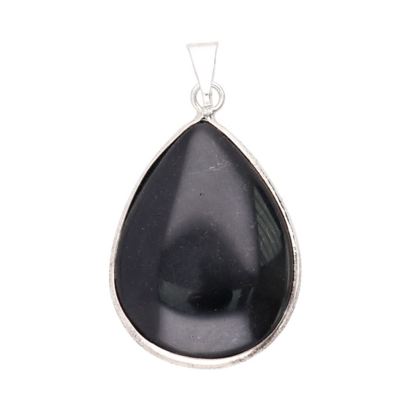 Pendente Goccia di Obsidiana in Bagno d'Argento