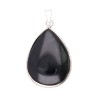 Silver Plated Obsidian Drop Pendant