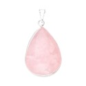 Silver Plated Rose Quartz Drop Pendant