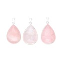 Silver Plated Rose Quartz Drop Pendant