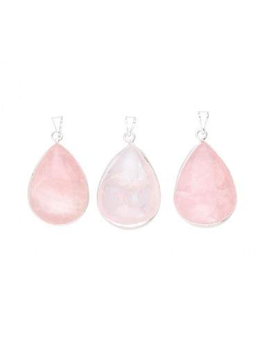 Pendentif goutte en quartz rose...