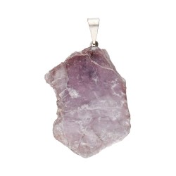 Ciondolo in lepidolite grezza - Placcato in argento