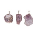 Ciondolo in lepidolite grezza - Placcato in argento