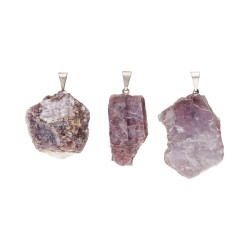 Ciondolo in lepidolite grezza - Placcato in argento