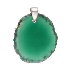 Pendente in Agata Tinta Verde con Bagno d'Argento