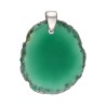 Green Dyed Agate Pendant in Silver Plating