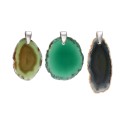 Green Dyed Agate Pendant in Silver Plating