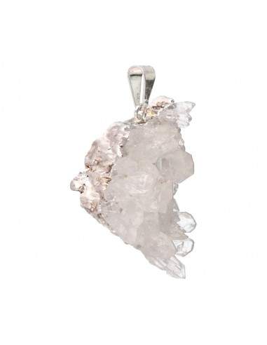 Silver Plated Quartz Druse Pendant
