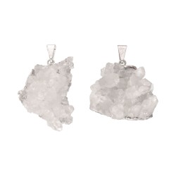 Silver Plated Quartz Druse Pendant