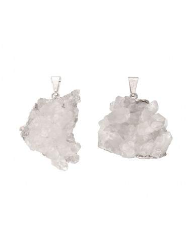 Silver Plated Quartz Druse Pendant