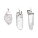 Silver Plated Quartz Small Rough Point Pendant