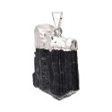 Rough Black Tourmaline Pendant 2 in Silver Plating