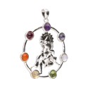 Ganesha Body Pendant with Chakra Minerals in Silver Plating