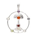 Ciondolo Buddha e Fiore di Loto con Minerali dei Chakra in Bagno d'Argento