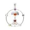 Pendentif Bouddha et fleur de lotus avec minéraux de chakra plaqués argent
