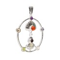 Ciondolo Buddha e Fiore di Loto con Minerali dei Chakra in Bagno d'Argento