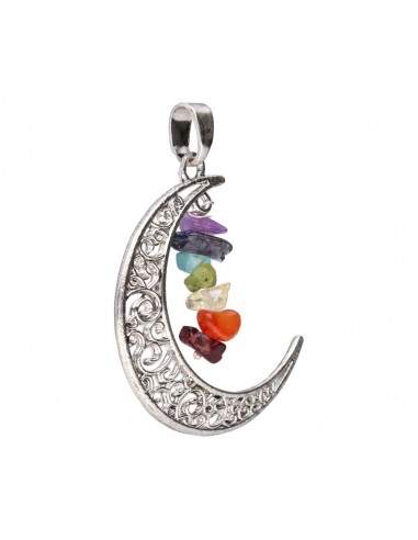 Colgante Luna con Minerales Chakras...