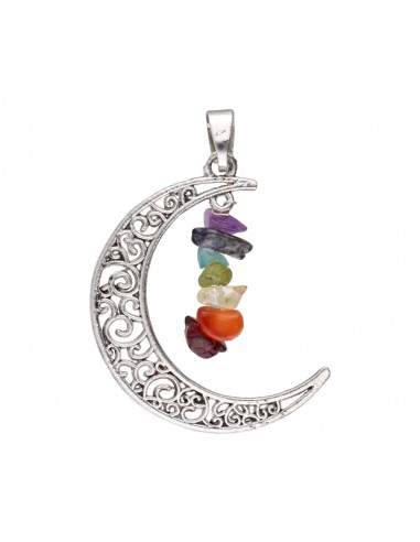 Colgante Luna con Minerales Chakras...