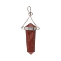 Pendentif en Jaspe Rouge plaqué Argent avec Jaspe Rouge Bi-Terminé