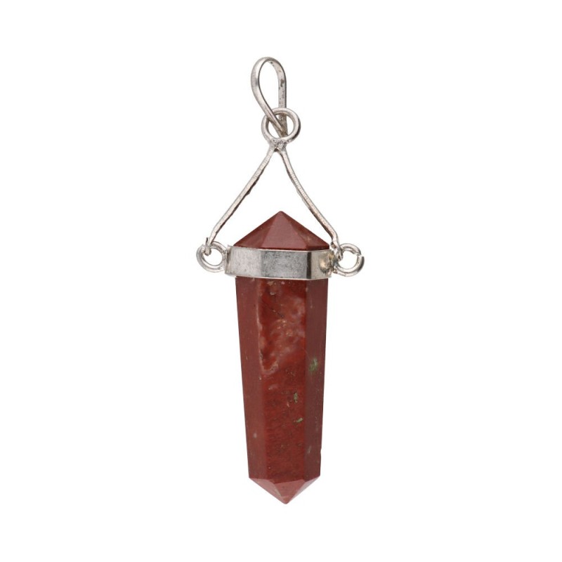 Pendente in Giada Rossa Bifacciale con Bagno d'Argento