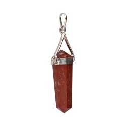 Pendente in Giada Rossa Bifacciale con Bagno d'Argento
