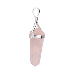 Pendente Biterminado in Quarzo Rosa con Bagno d'Argento