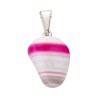Agate rose teintée Pendentif plaqué Rhodium