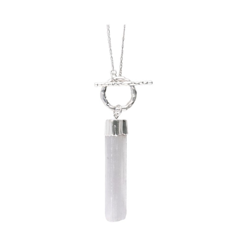 Pendente in Selenite Grezzo Smontabile in Bagno d'Argento