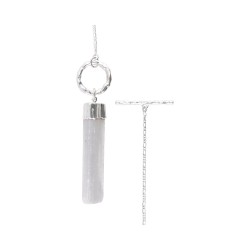 Pendente in Selenite Grezzo Smontabile in Bagno d'Argento