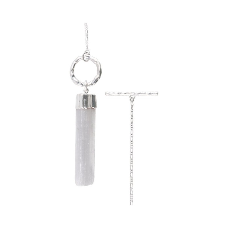 Pendente in Selenite Grezzo Smontabile in Bagno d'Argento