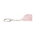 Porta-chaves de quartzo rosa em bruto